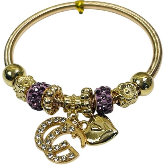 Gold and Purple Charm Bracelet - Picture 1 of 2